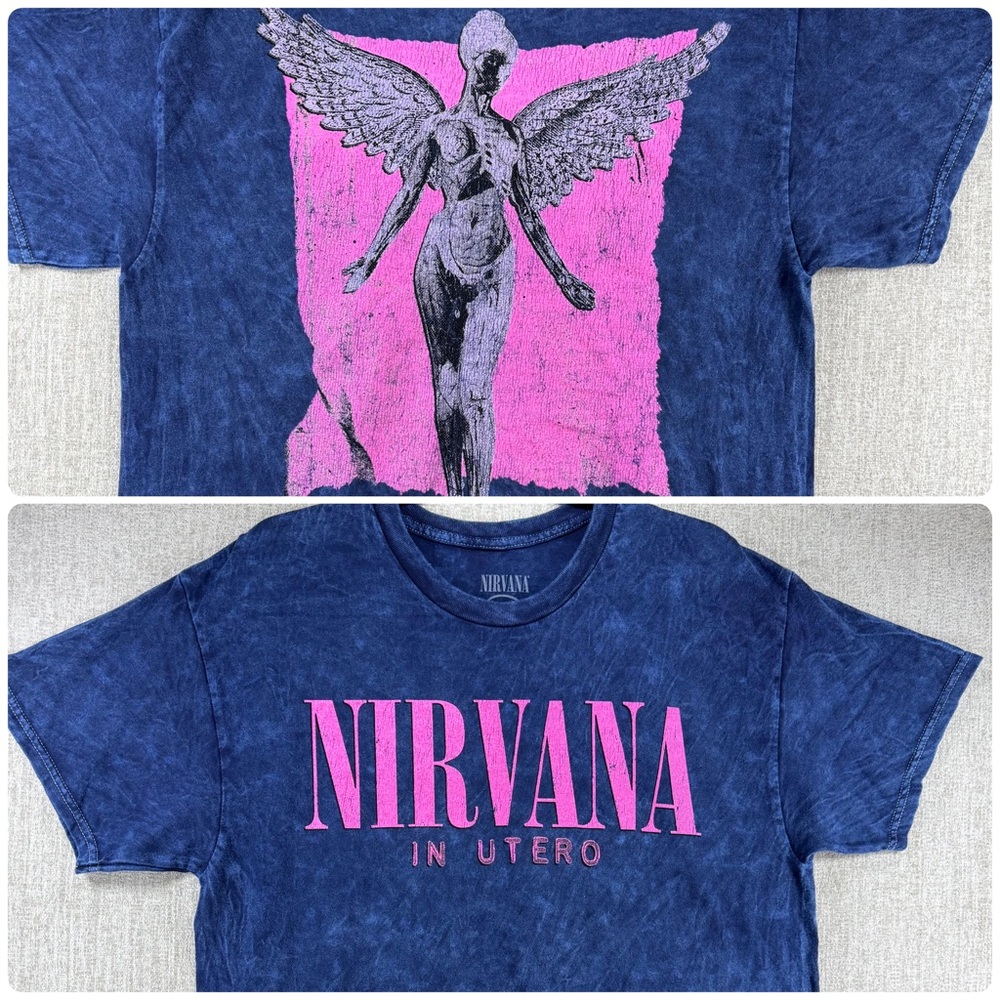 NIRVANA In Utero Angel Blue and Pink Graphic Tee NWOT- L